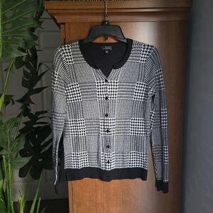 The Limited Black and White Houndstooth Pattern Cardigan Sweater XS